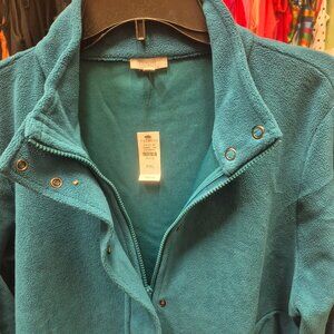 Talbot's NWT petite XL teal fleece placket jacket
